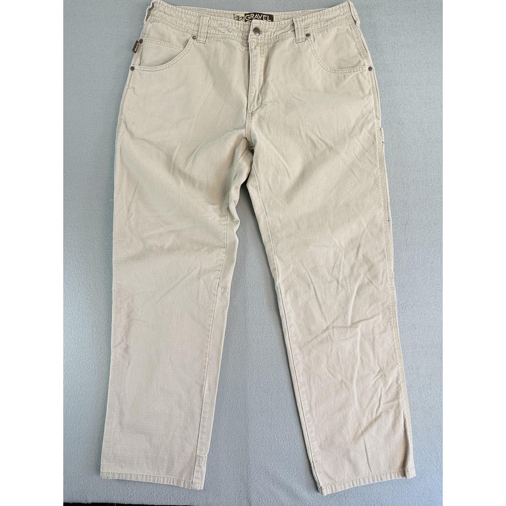 Gravel Gear Pants Mens 36x34 Beige Relaxed Fit Canvas Carpenter Workwear Outdoor